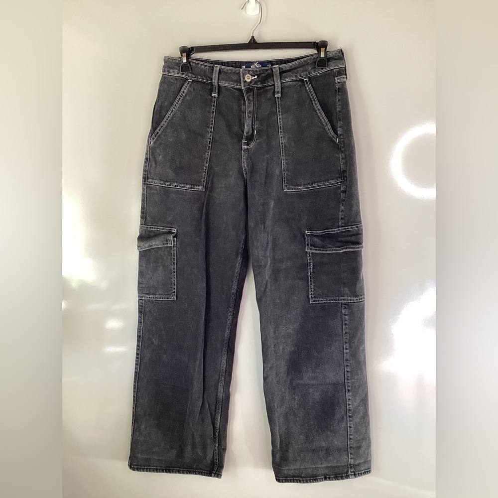 Hollister Womens Vintage Y2K Baggy Cargo High Rise Wide Leg Jeans Sz 32